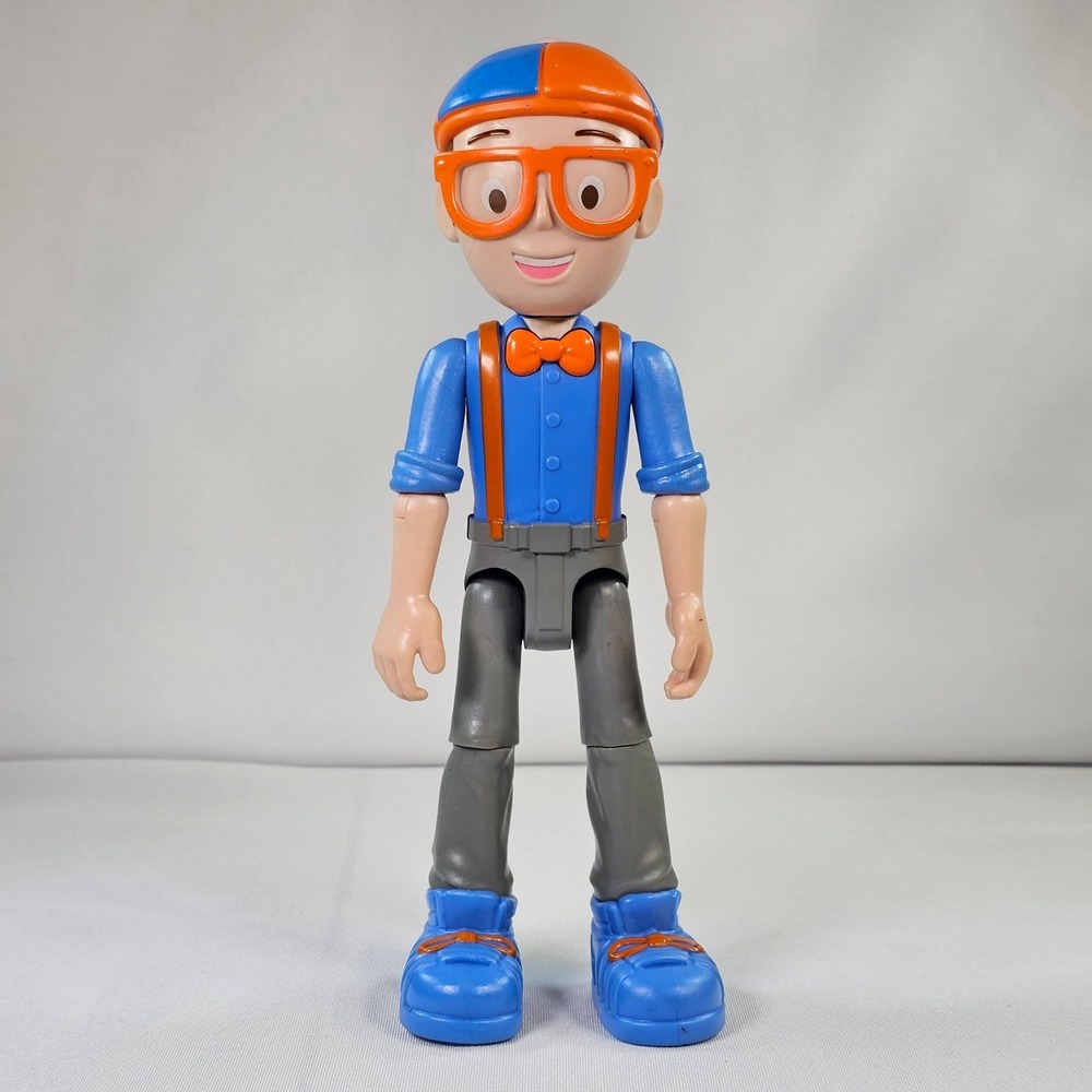 Blippi 9 Inch Articulated Action Figure Blue and Orange Outfit Poseable Tested